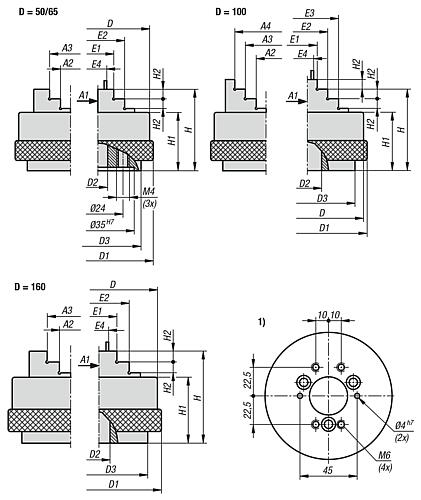 PRÄZ.DREIBACKENFUTTER D=100 H=48 ALUMINIUM, KOMP:STAHL – Bild 2