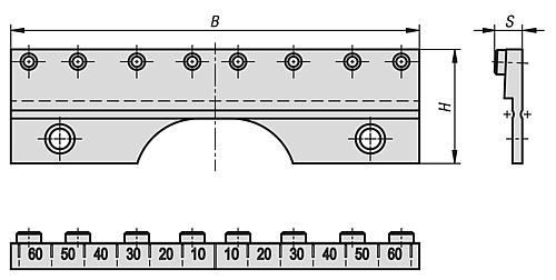 SPANNBACKEN, MIT PINS, B=90, H=35, n=6, WERKZEUGSTAHL – Bild 2
