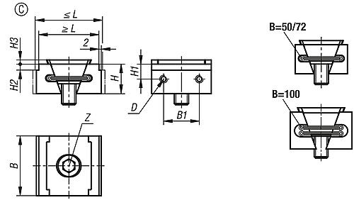 KEILSPANNER DOPPELSEITIG FORM:C STUFE 5MM, B=100, M16, EINSATZSTAHL GEHÄRTET UND PHOSPHATIERT – Bild 2