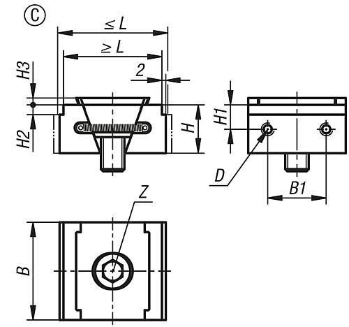 KEILSPANNER DOPPELSEITIG FORM:C STUFE 2MM, B=50, M12, EINSATZSTAHL GEHÄRTET UND PHOSPHATIERT – Bild 2