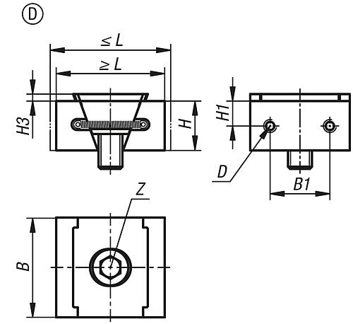 KEILSPANNER DOPPELSEITIG FORM:D MIT BEARBEITUNGSZUGABE, B=50, M12, EINSATZSTAHL GEHÄRTET UND – Bild 2