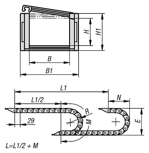 ENERGIEFÜHRUNGSKETTE IM INNENRADIUS ZU ÖFFNEN, H=17, B=25, R=38, L=986, POLYAMID – Bild 2