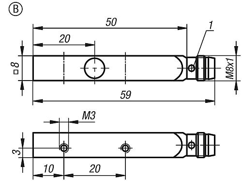 NÄHERUNGSSCHALTER INDUKTIV, RECHTECKIG, FORM:B, ZINK, KOMP:POLYACETAL, STECKVERBINDER 3-POLIG – Bild 2
