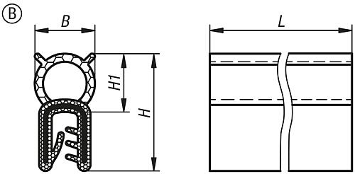 KANTENSCHUTZ-DICHTPROFIL 20000X11X22, FORM:B, EPDM SCHWARZ, KOMP:EPDM L=20 METER – Bild 2